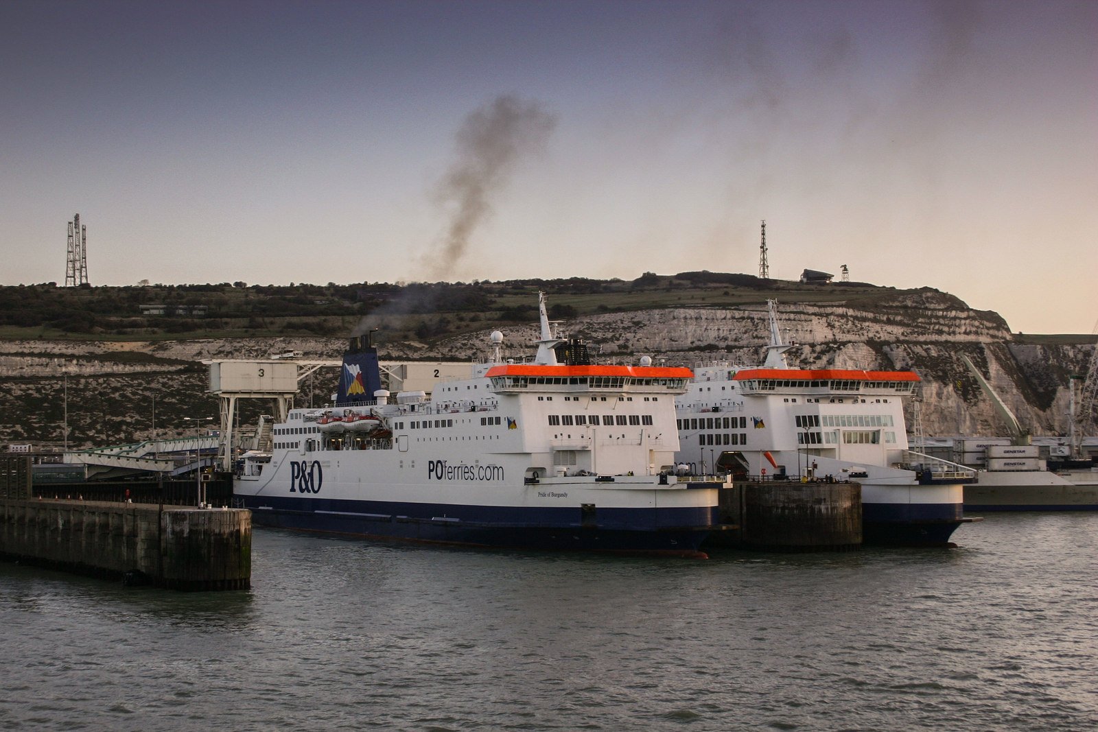 A P&O cross-Channel ferry berthed at Dover